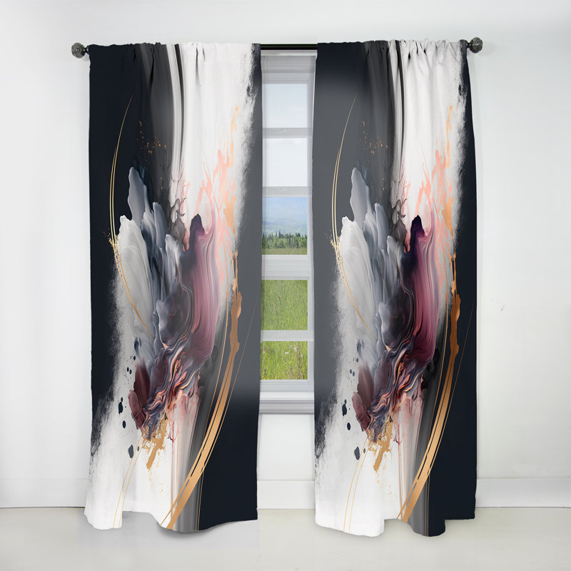 Doré mauve complexe Transcendant I - Rideau moderne - Velours obscurcissant - 1 panneau, L 52 po x L 108 po