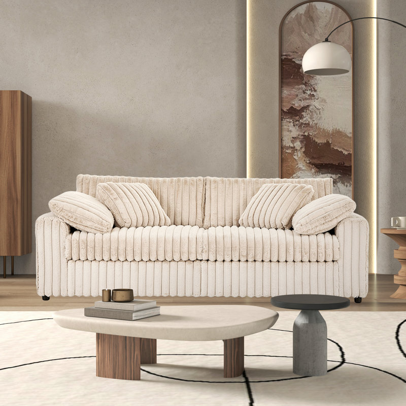 Algona Upholstered Stationary Sofa, Beige