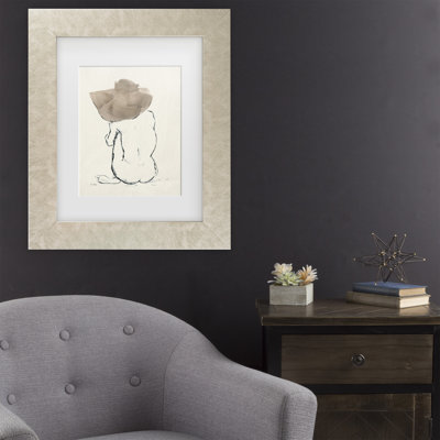 Framed Wall Art - Chloe Elliott ‘Girl with Floppy Hat’ Wall Decor with Matted Frame - Living Room, Kitchen, and Bathroom Art  - 11x14