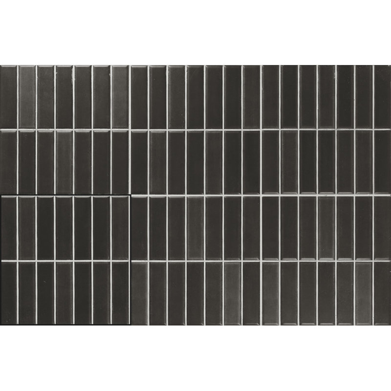 Kaleido 8"x8" Porcelain Brick Look Wall Tile, Black