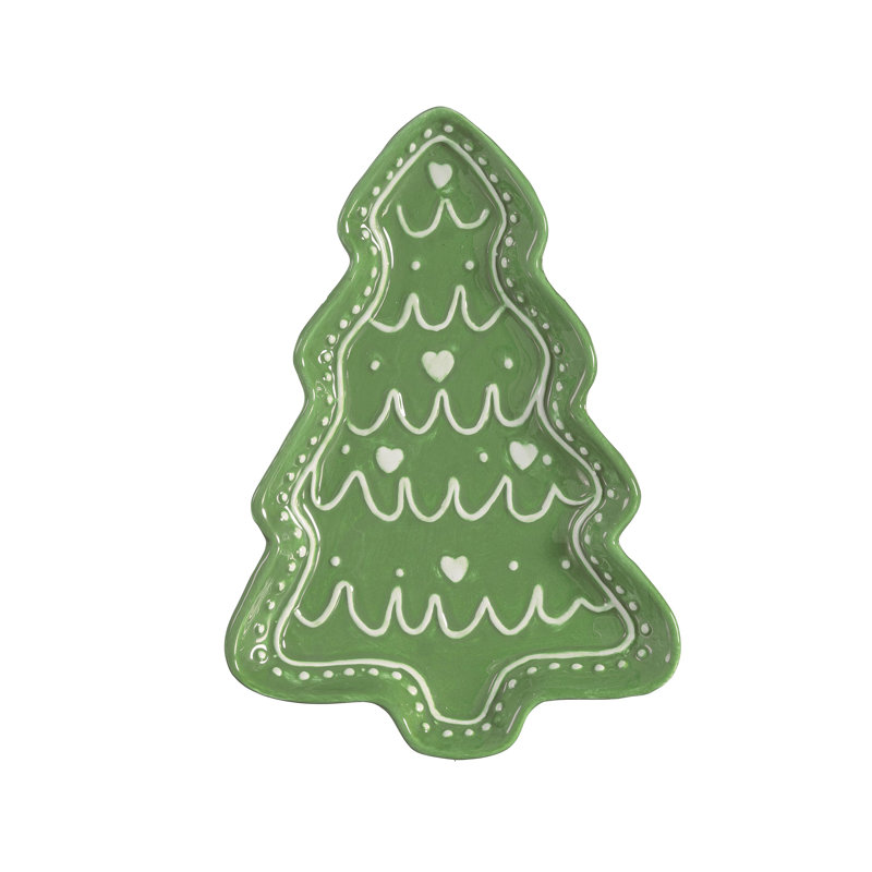 Assiette à apéritif en forme de sapin de Noël embossé en céramique