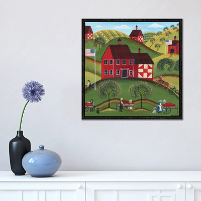Primitive Americana Red Apple Barn by Cheryl Bartley - Print on Canvas