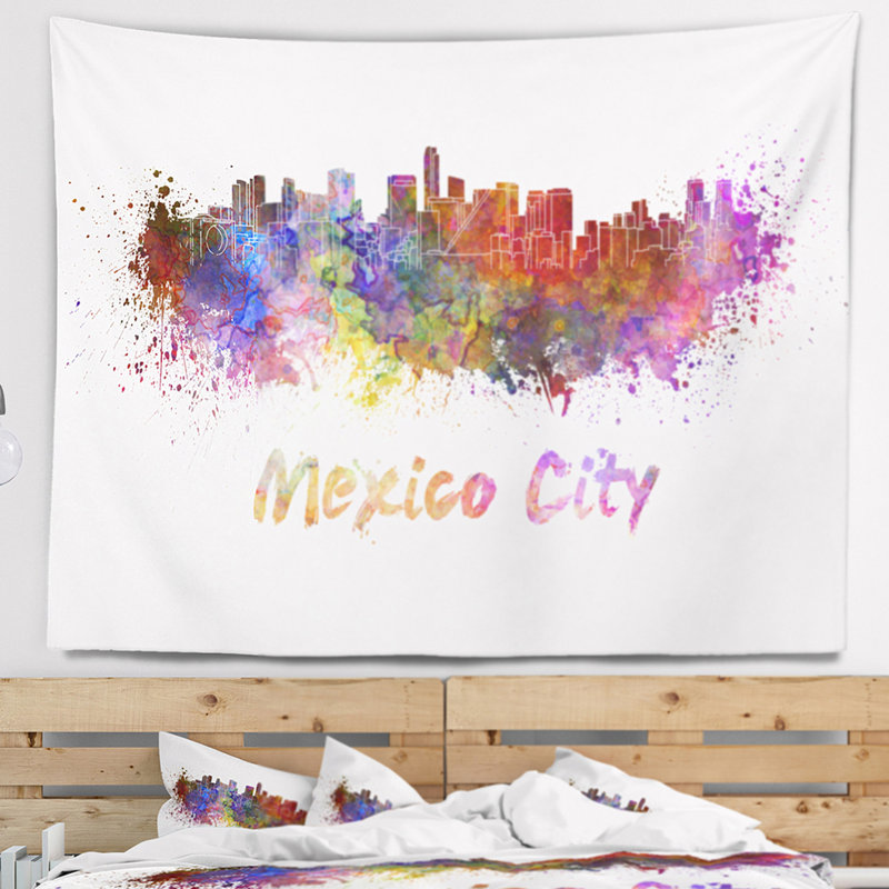 Tapisserie d'horizon de mexico Cityscape, H 32 po x l 39 po