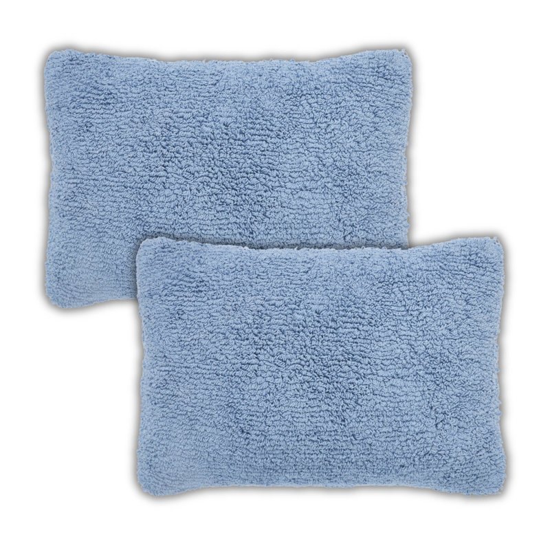 Housses de coussin décoratives en coton touffetées de couleur unie, Bleu, Rectangle H 14 po x l 20 po