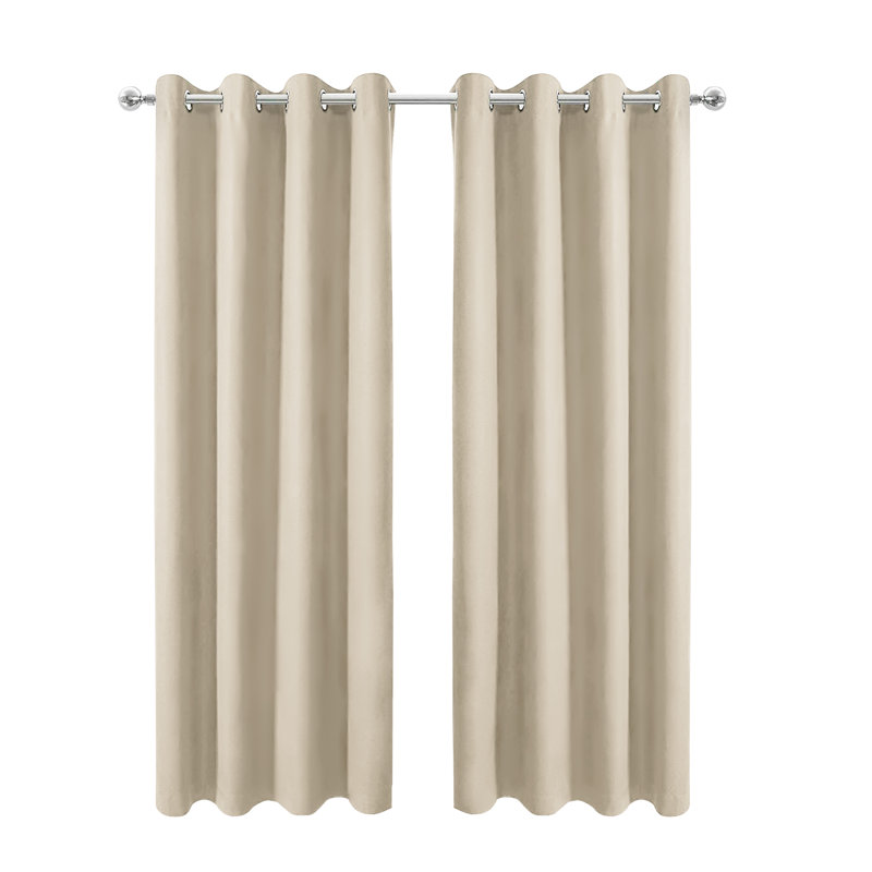 Coated Indoor Curtains Light Blocking UV Resistant W52 Inches(Set Of 2), Light Beige, 52" W x 84" L