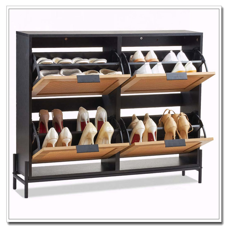 Armoire à chaussures en rotin avec tiroirs rabattables