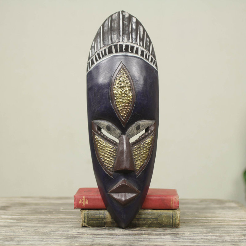 Décoration murale à masque de bois africain densu priest