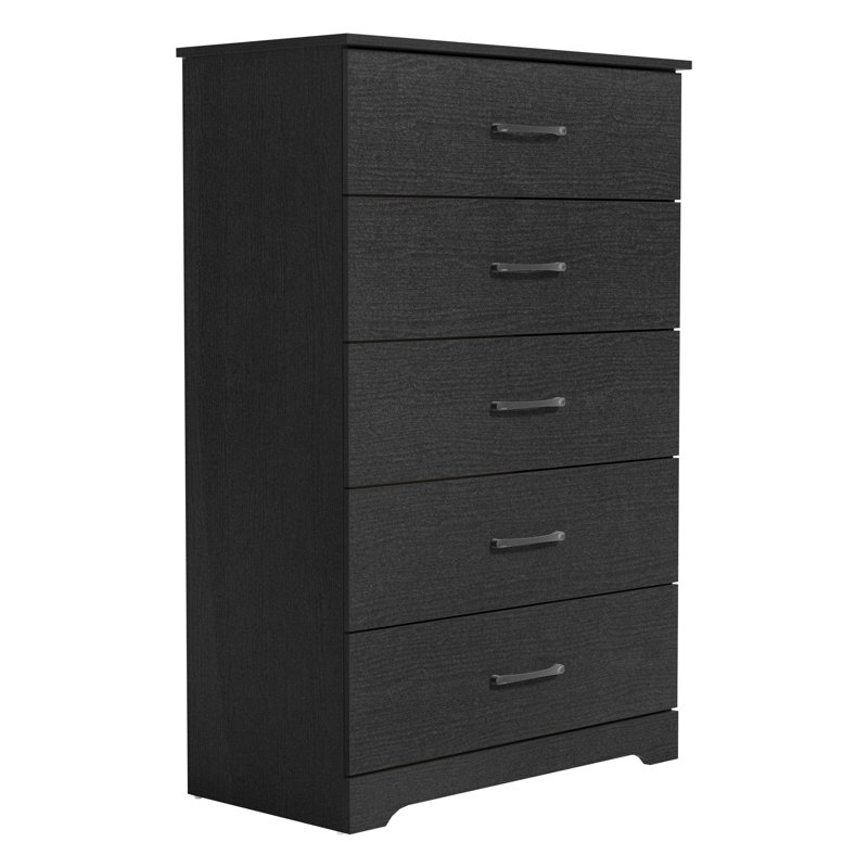 Commode 5 tiroirs Arkia, Chêne noir / robuste