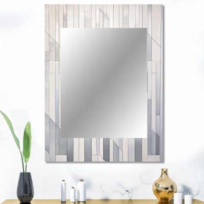 Gris gris blanc platine - miroir décoratif de formes abstraites, miroir mural moderne, impression d'art en métal