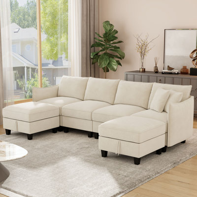 Canapé modulaire en U de 112 po avec deux repose-pieds Esai