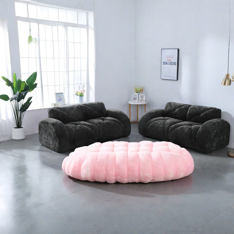 Ensemble de canapés confortables en velours, design moderne pour des espaces de vie polyvalents