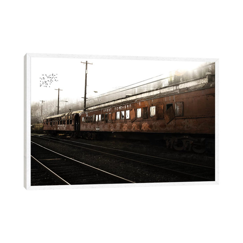 Train Birds - Print on Canvas, 101.6 cm H x 66.04 cm W, White Framed