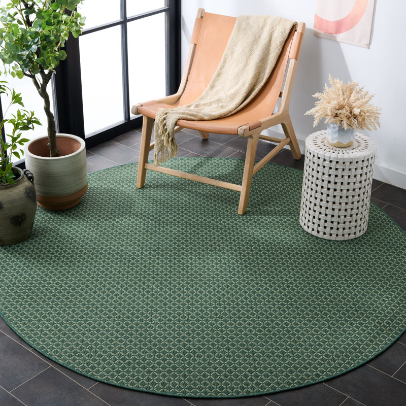 Terrace 804 Geometric Indoor/Outdoor Rug, Round 6'7"