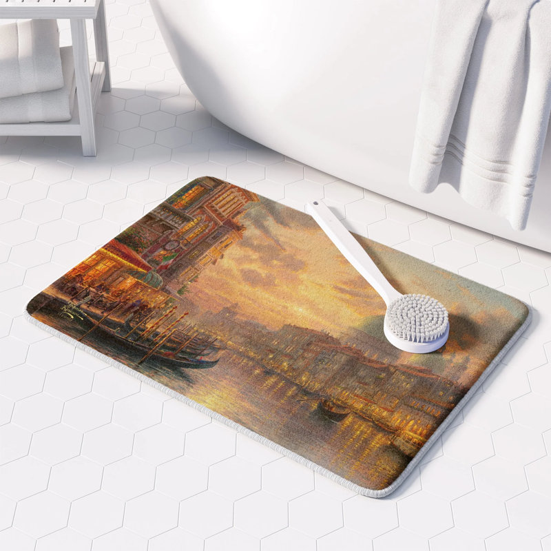 Venetian Café Memory Foam Rug with Scenic Print