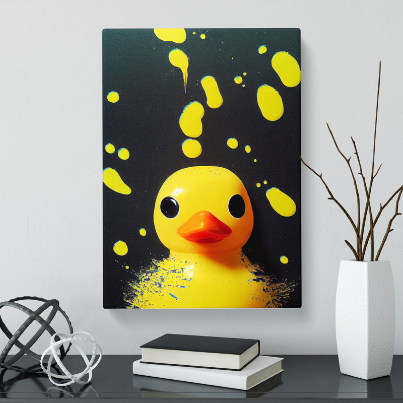 Rubber Duck Splatter - Wrapped Canvas, 50cm H x 35cm W x 3cm D
