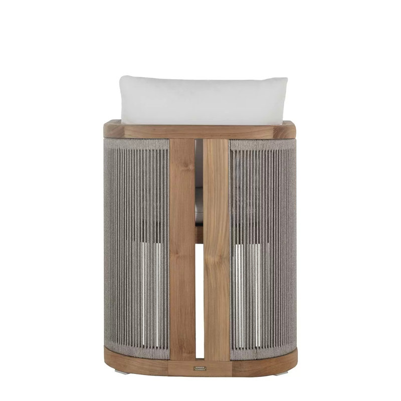 Avalon Teak Outdoor Dining Chair - Natural Rope, Yes, Cabana Stripe Midnight