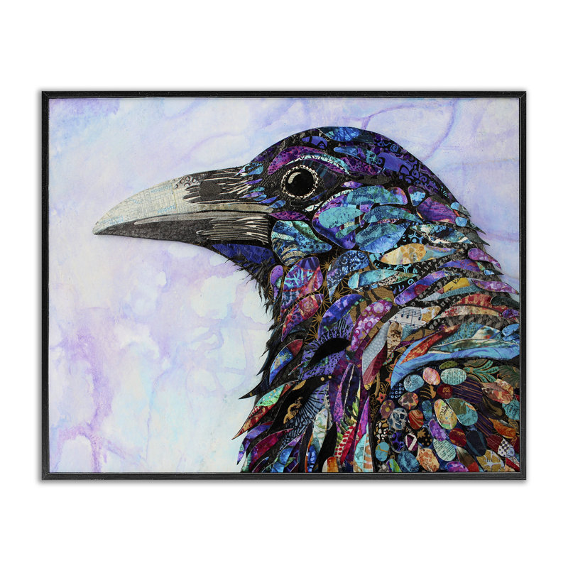 «Stay Curious Crow», estampe numérique, conception par Lisa Morales, H 11 po x l 14 po, Giclée encadrée noir minuit