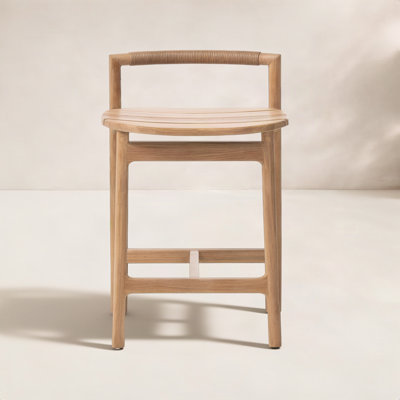 Osmin Baden Outdoor Stool-Fine Sanded Teak-FSC-Counter