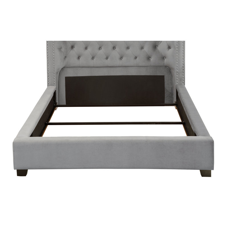 Egista Upholstered Wingback Bed, King, Gray