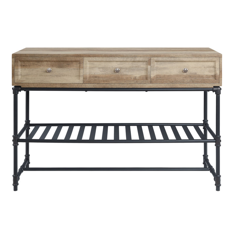 Oak & Black Finish Sofa Table