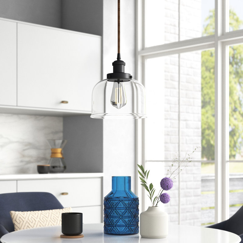 Mini luminaire suspendu à cordon 8 lumières Ballston Urban Bell, Ampoule non incluse, Noir mat, Clair