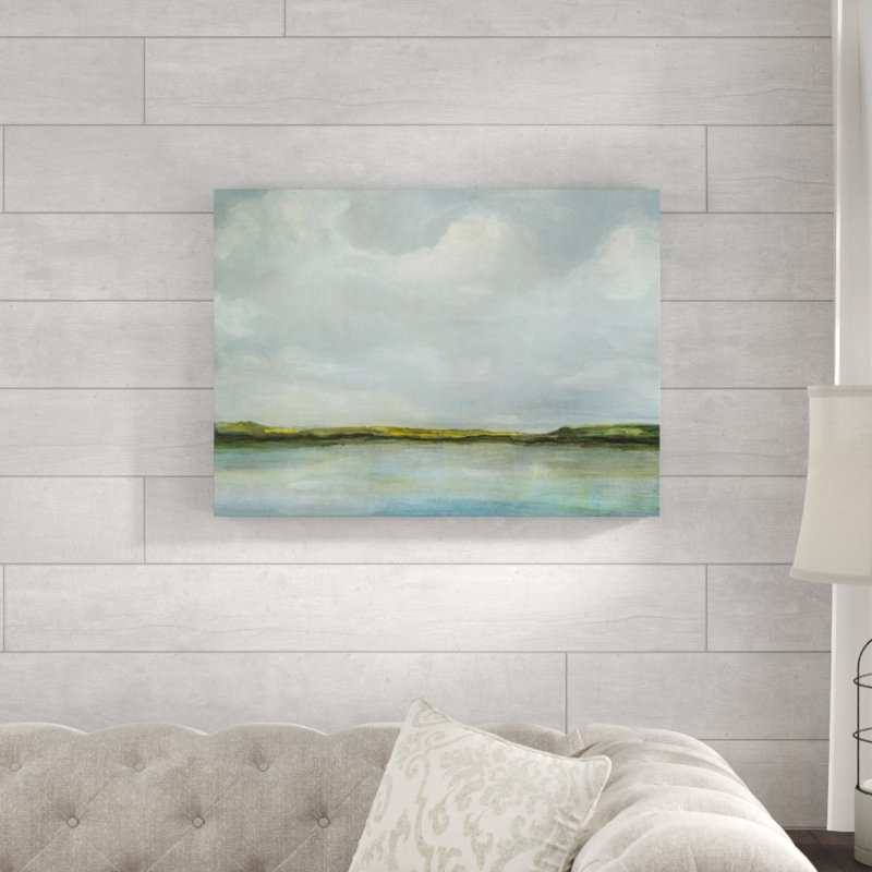 «Sea Breezes III» par D'Alessandro Léon - peinture sur toile tendue, H 24 po x l 33 po x P 1,5 po, Gel coupé au couteau