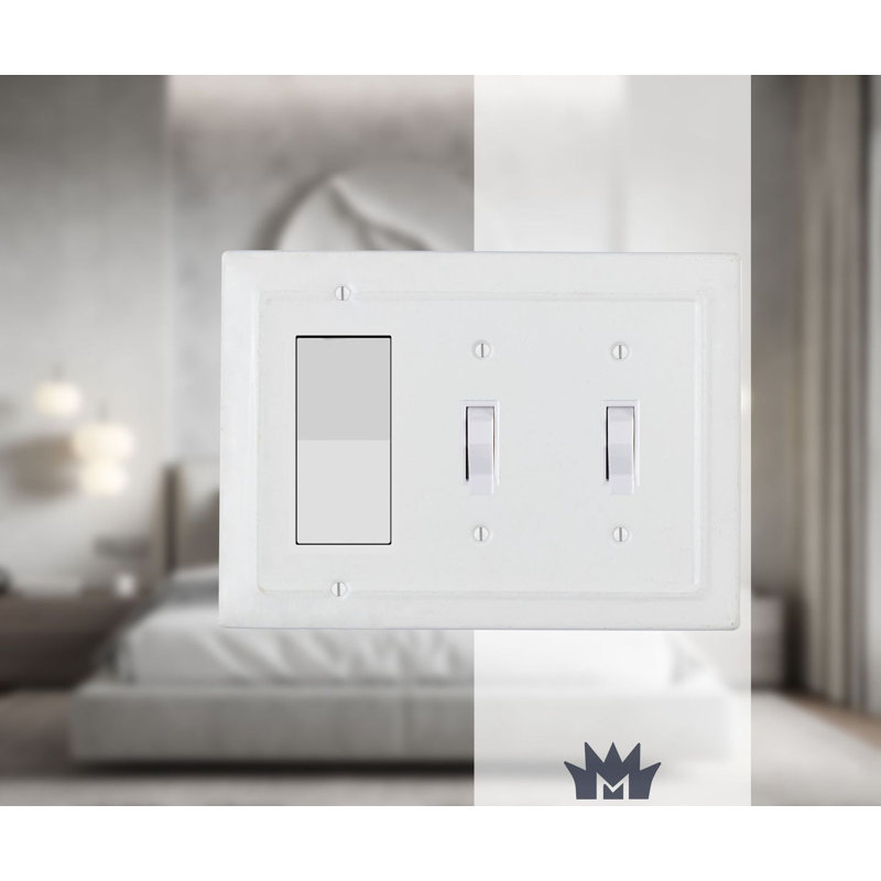 Classic White 3-Gang Double Switch and Rocker Wall Plate