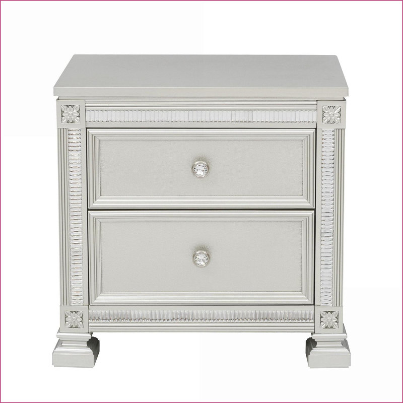 Table de chevet 2 tiroirs Modern Silver