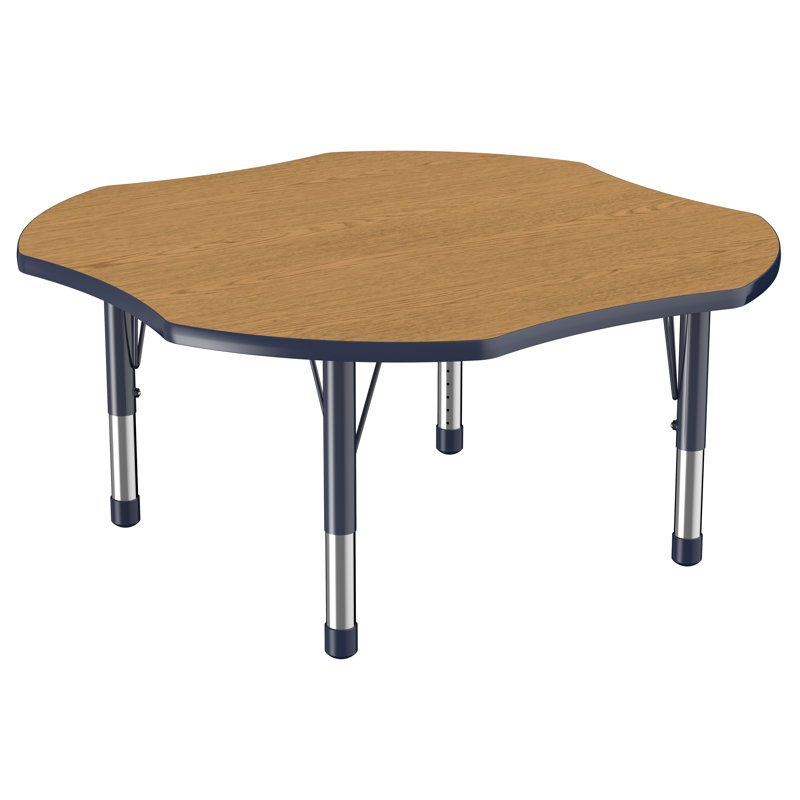 Table d'activité en T 48 po x 48 po avec moulures en T et pieds réglables, Grey/Purple, Épais