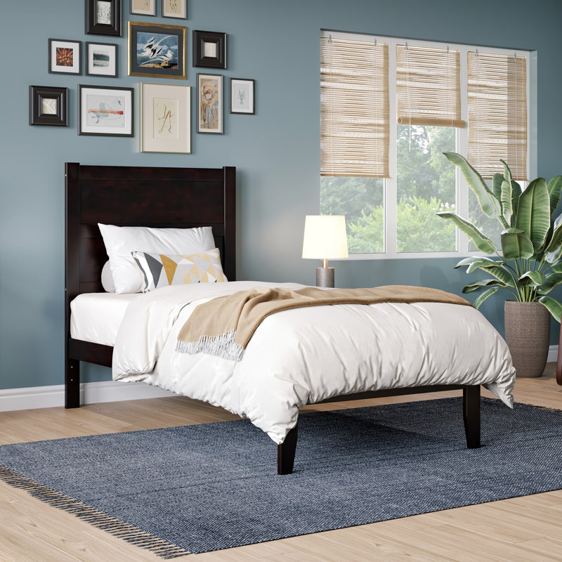 Teo Solid Wood Platform Bed , Queen, Espresso