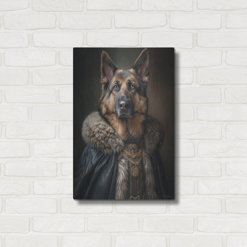 Art mural en métal Trinx «Portrait Noble German Shepherd» par Momart, H 24 po x l 16 po