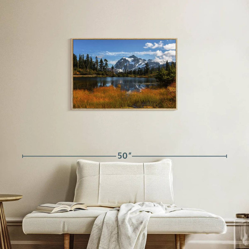 Reflet du mont Shuksan, Cadre flottant en bois naturel, 31 po x 21 po