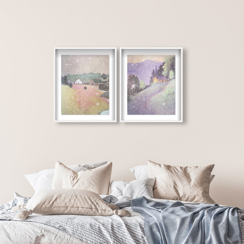 Hill Town Set Set by Oliver Gal, 25.5"H x 31.5"W, White Shadowbox