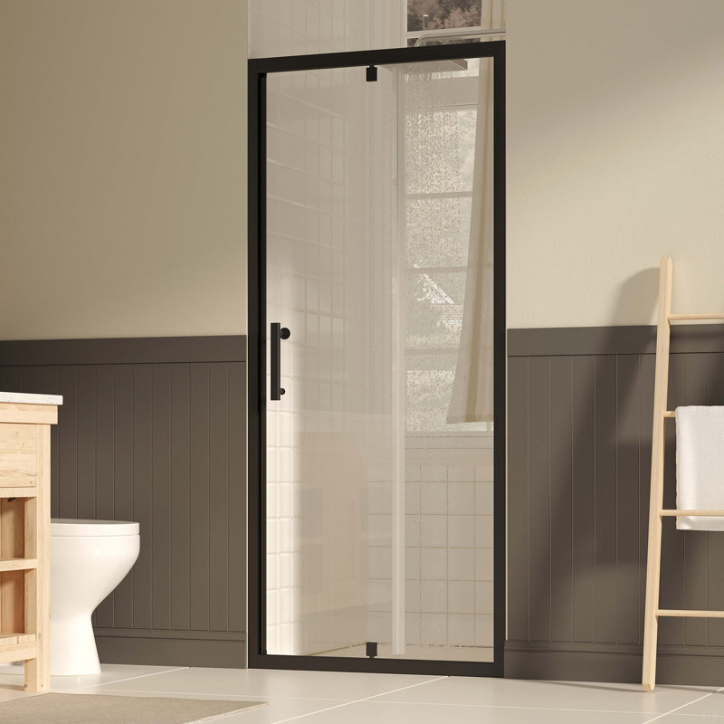 31-33" W ×72" H Pivot Shower Door, 1/4"(6Mm) SGCC Clear Tempered Glass Shower Door With Explosion Film, Nano Easy-Clean Coating, Reversible Installation