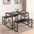 Aithan 3-Piece 43.3 Inch Gold Dining Table Set with Benches, Rustic Kitchen Table Set for Small Spaces, Modern Farmhouse Dining Set with Bench for Kitchen & Dining Room-1955445247-1960973184