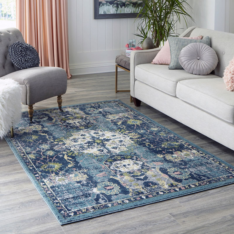 Tapis contemporain Endel couleur bord de lac, Rectangle 8 pi x 10 pi