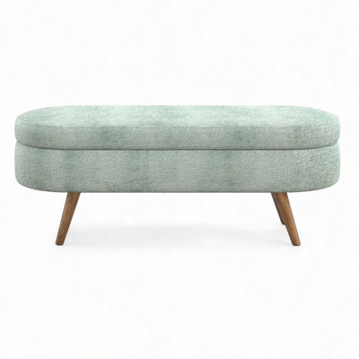 Ottoman Oval Storage Bench,Rubber Wood Legs (43.5"X16"X16")