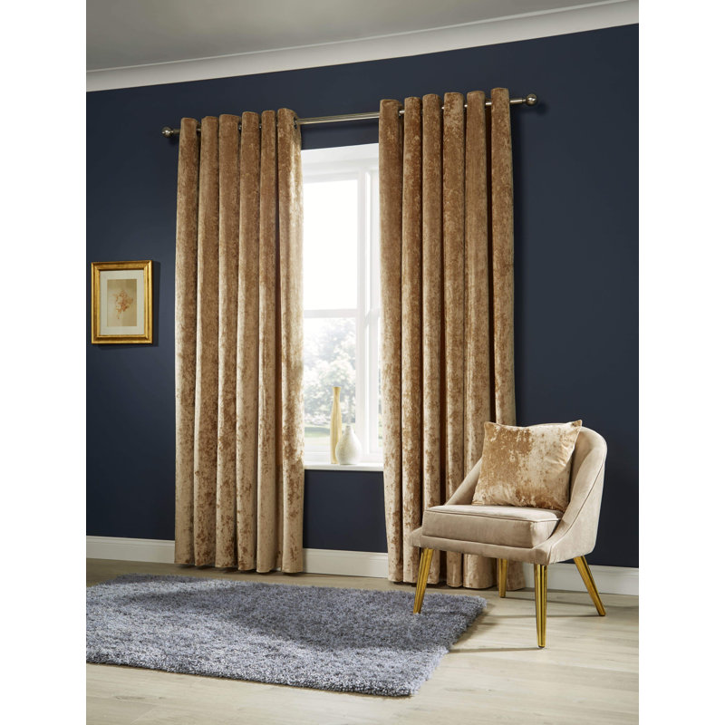 Crushed Curtains, Gold, 183cm Width x 167cm Drop