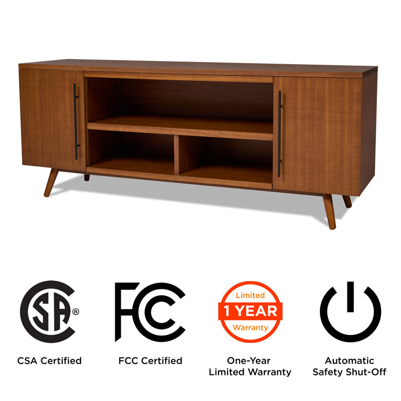 Morris 72 inch TV Stand in Black by Real Flame for TV's up to 70 inches, Dark Brown Wood