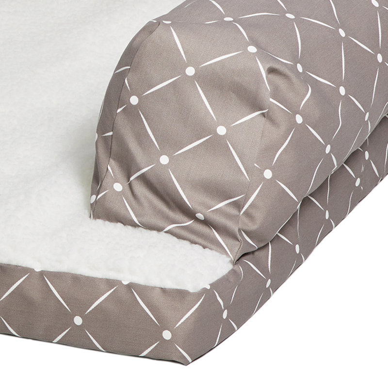 Canapé orthopédique pour chien avec traversin QuietTime Couture, Champignon, Moyen (l 53,5 po x P 33,75 po x H 11 po)