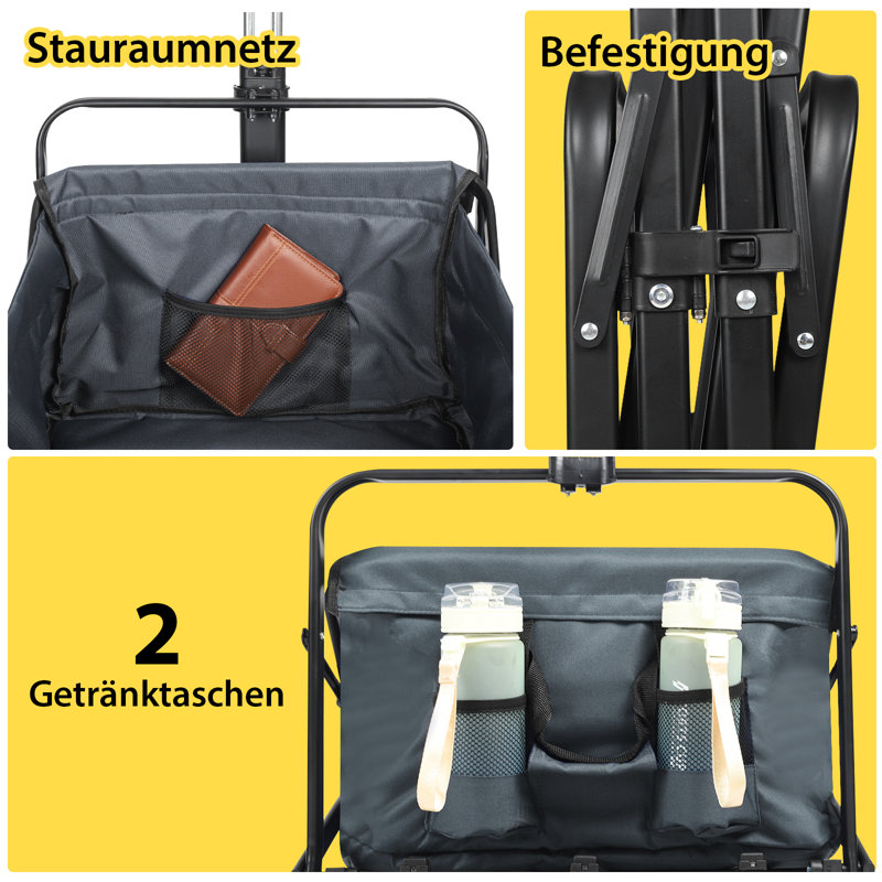 Foldable Trolley, Grey/Brown/Blue