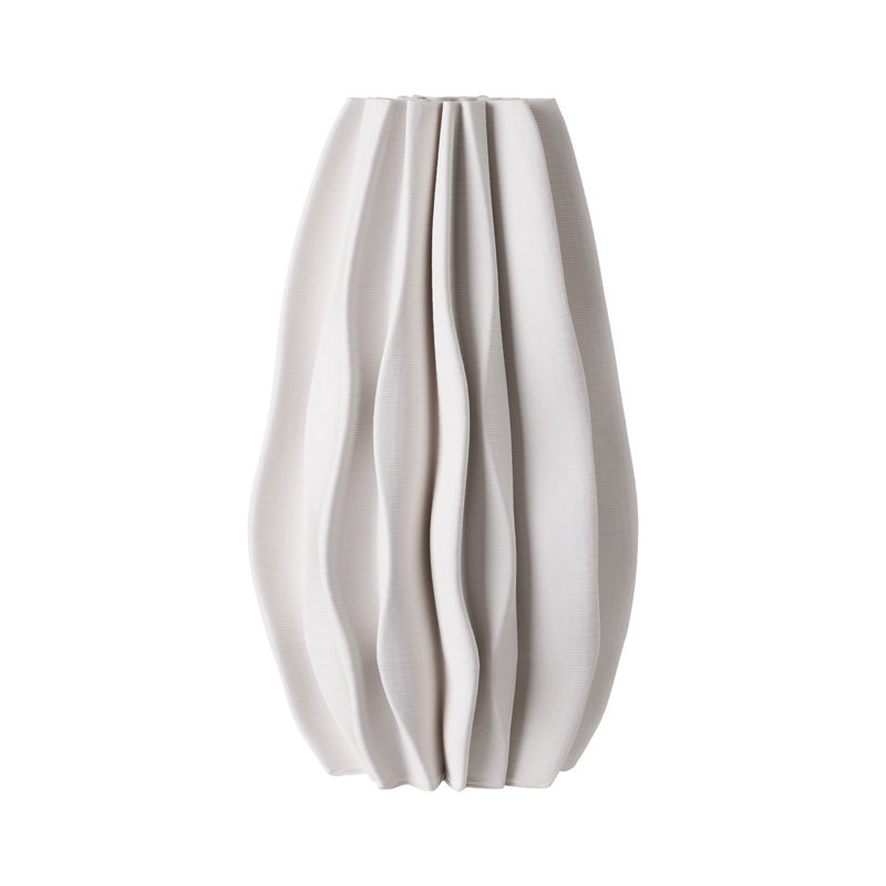 Vase en céramique imprimé en 3D blanc, H 12 po x l 6 po x P 6 po