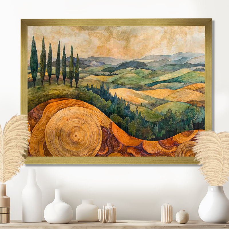 Crumrine - art mural vignoble, H 12 po x l 20 po, Reproduction d'une seule photo avec cadre, Doré