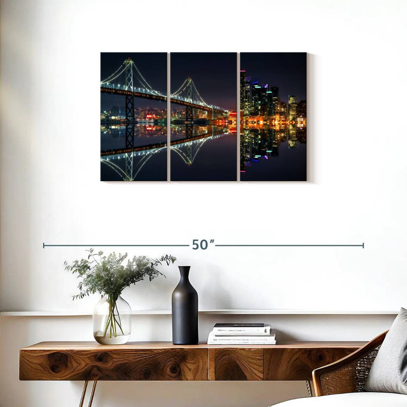 Scène des heures bleues de San Francisco, H 20 po x l 33 po