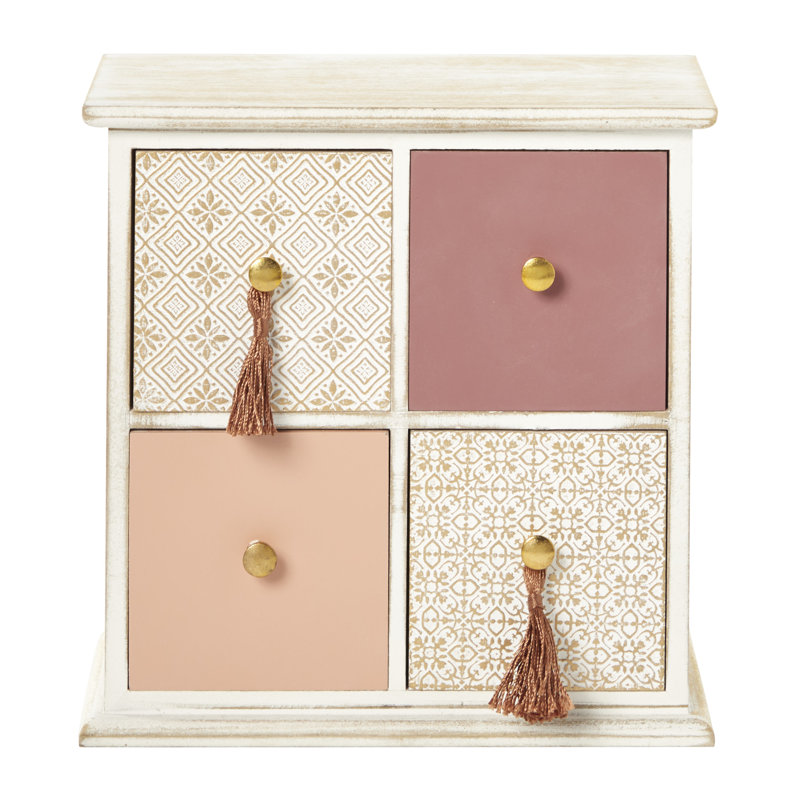 Boîte à bijoux en lin et bois