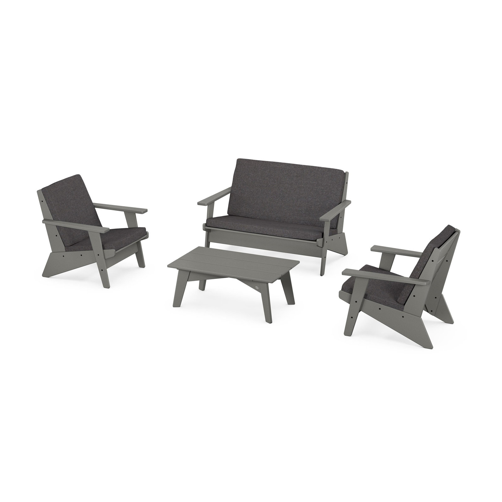 Riviera Modern Lounge 4-Piece Set, Slate Gray, Ash Charcoal