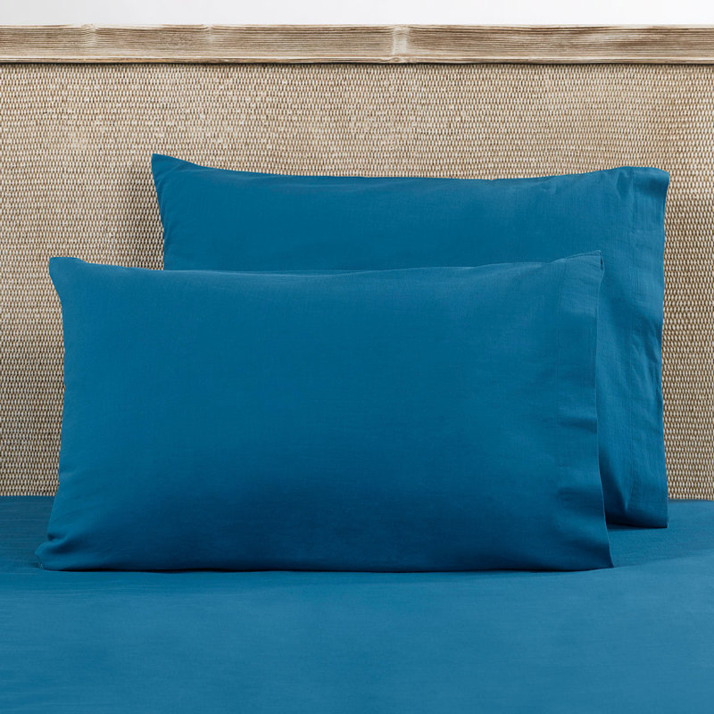 Taie d'oreiller 100% coton Cvja, Bleu