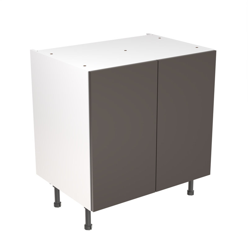 KitchenKit Flatpack Slab Matt Base Unit, 87cm H x 80cm W x 57cm D, Graphite