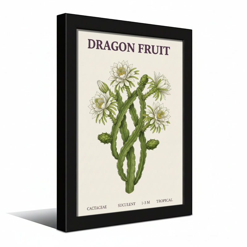 Plants &Flowers Dragon Fruit Cactus Flower Botanical Art Print, 24" H x 16" W, Wrapped Canvas, Does Not Apply