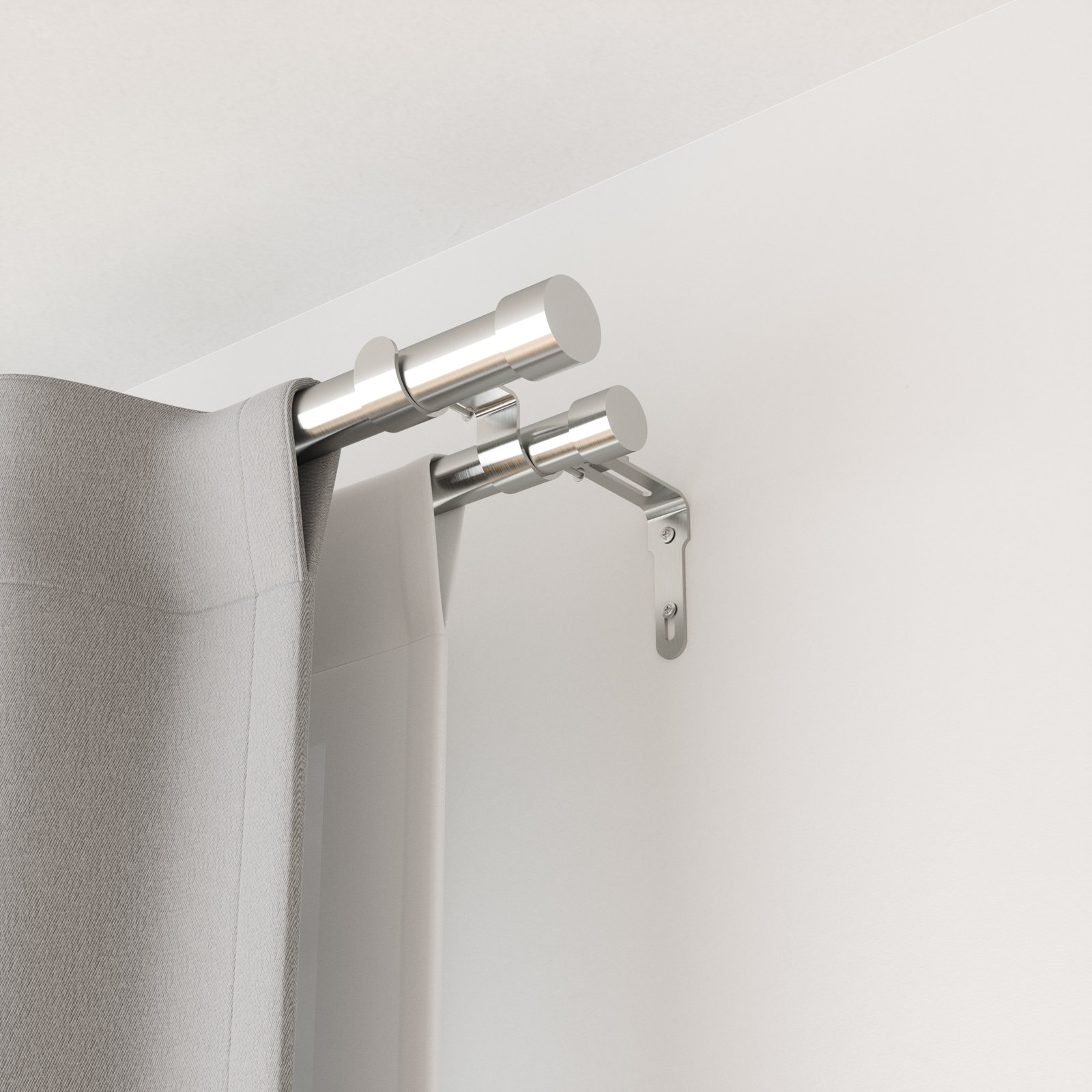 Cappa Drapery Solutions Adjustable 1" Steel Double Curtain Rod Set, Nickel/Steel, 36" H x 66" W
